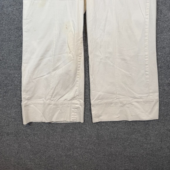 Anthropologie Pants Womens‎ 10 White Chinos Wide Leg Cropped Pockets Flaw - Picture 2 of 8